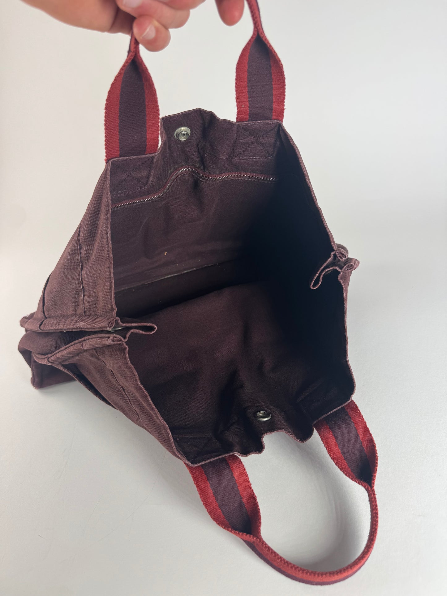 Vintage Hermes Canvas Tote Bag Purple Red