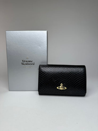 Vintage Vivienne Westwood Snake Emblossed Leather Wallet Black