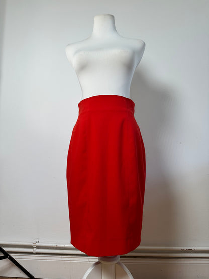 Vintage Dior Red Pleated Skirt Polyester L