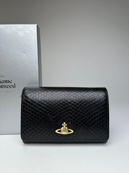 Vintage Vivienne Westwood Snake Emblossed Leather Wallet Black