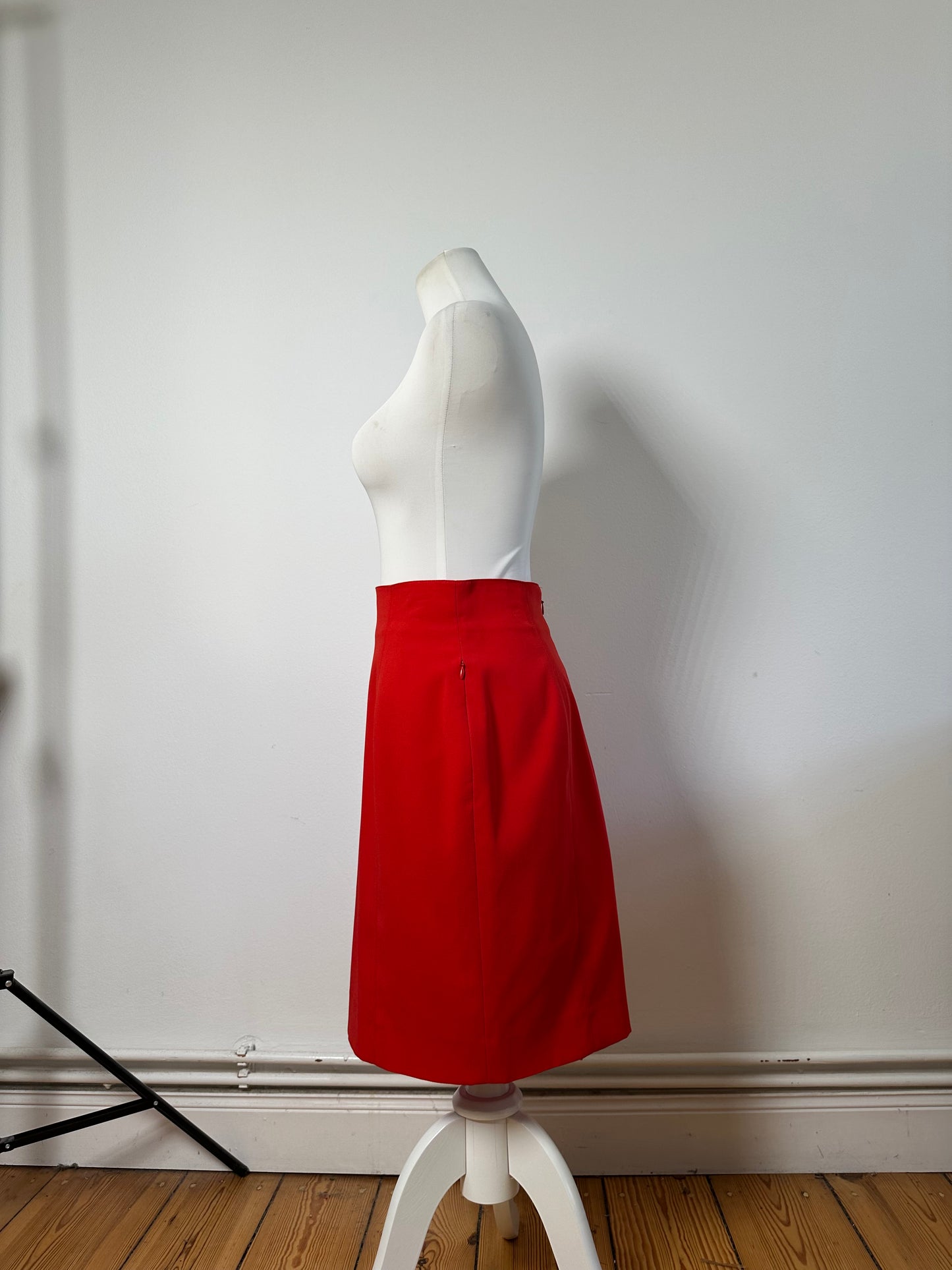 Vintage Dior Red Pleated Skirt Polyester L
