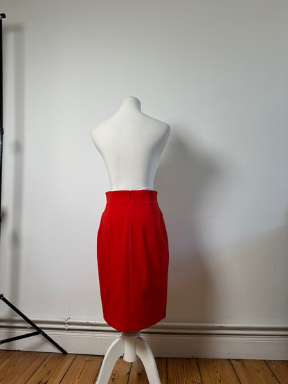 Vintage Dior Red Pleated Skirt Polyester L