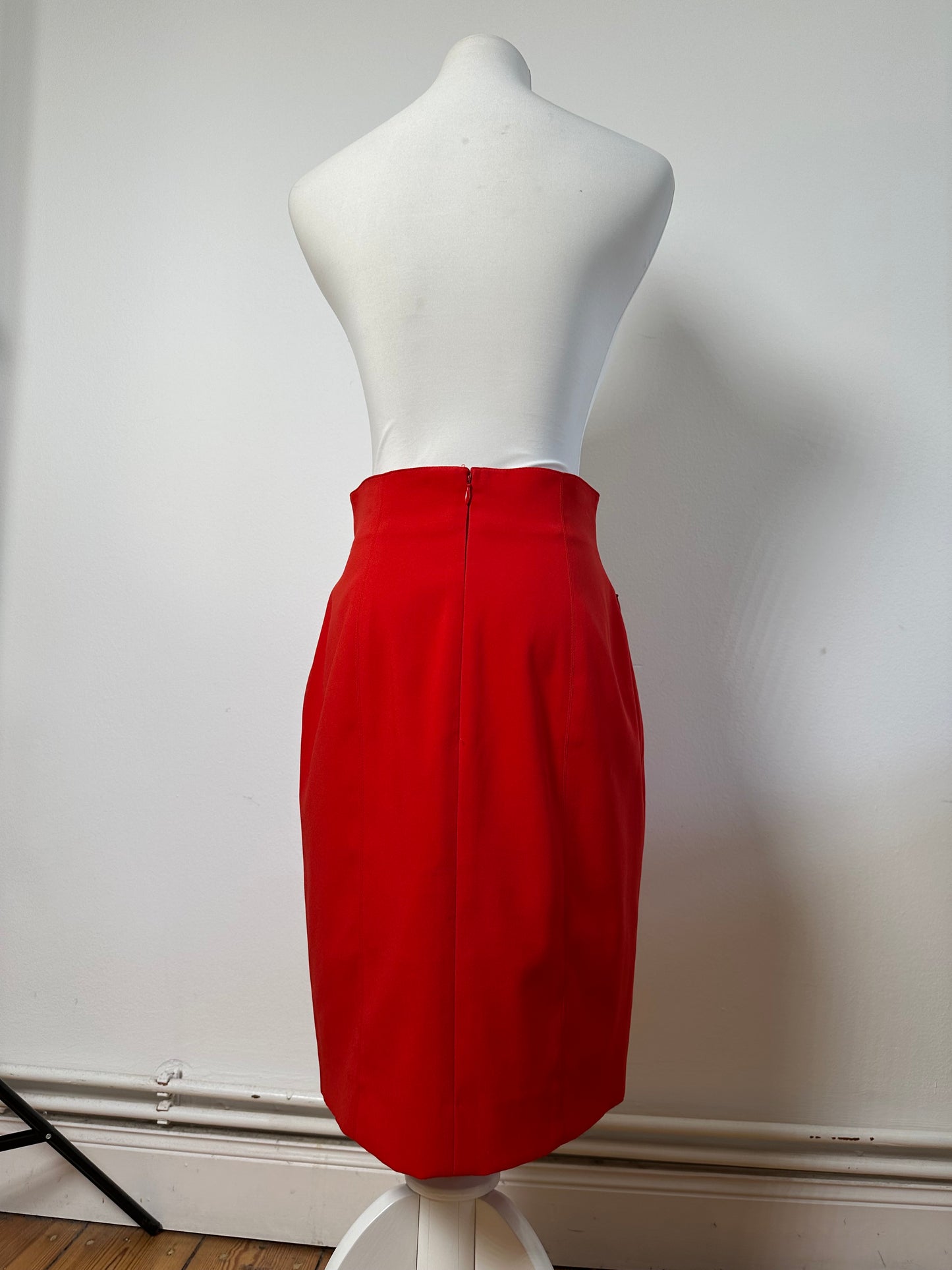 Vintage Dior Red Pleated Skirt Polyester L