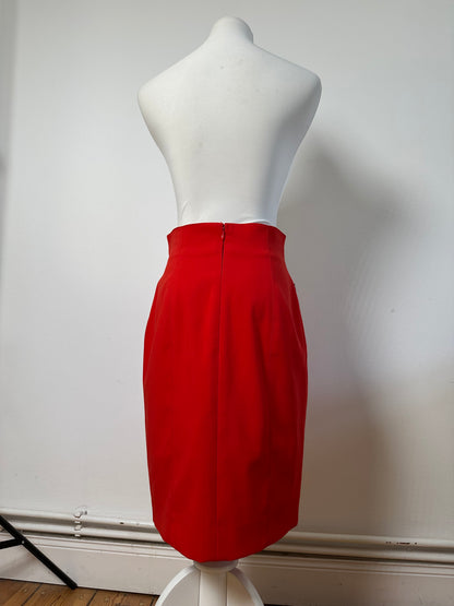 Vintage Dior Red Pleated Skirt Polyester L