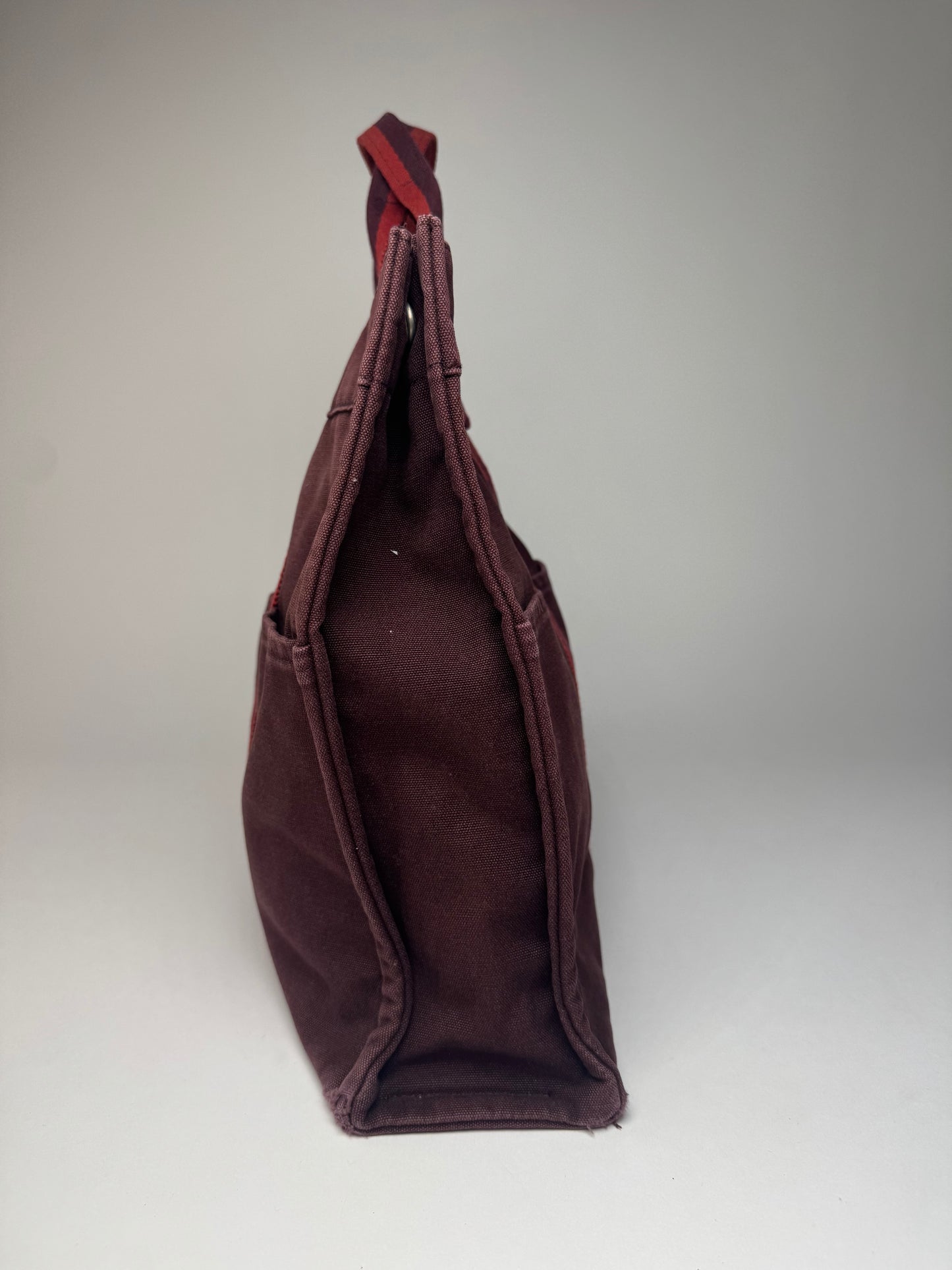 Vintage Hermes Canvas Tote Bag Purple Red