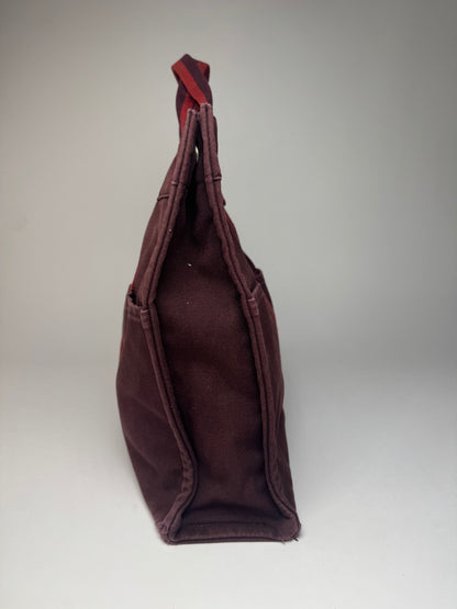 Vintage Hermes Canvas Tote Bag Purple Red