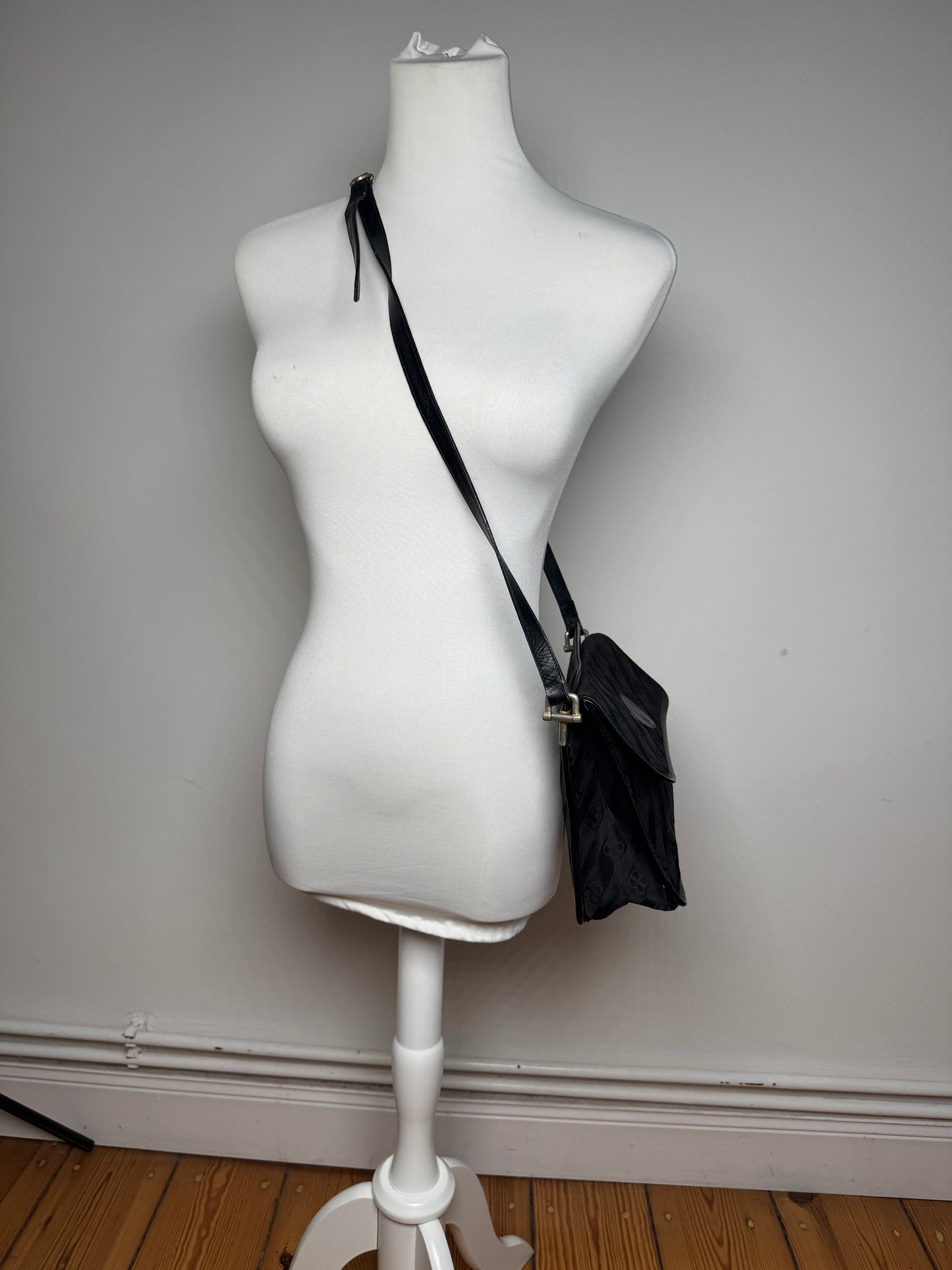 Vintage Balenciaga Monogram Crossbody Bag black