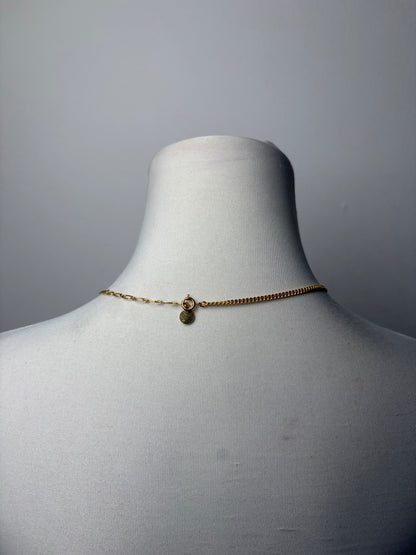 Vintage Courreges Logo Pendant Necklace Gold-Tone Metal