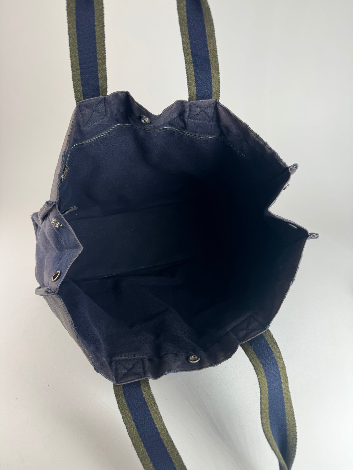Vintage Hermes Cotton Tote Bag Navy