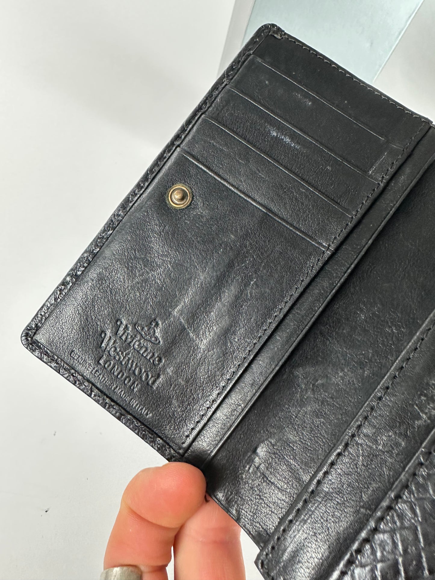 Vintage Vivienne Westwood Snake Emblossed Leather Wallet Black