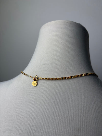Vintage Courreges Logo Pendant Necklace Gold-Tone Metal
