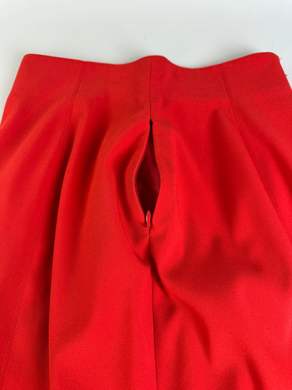 Vintage Dior Red Pleated Skirt Polyester L