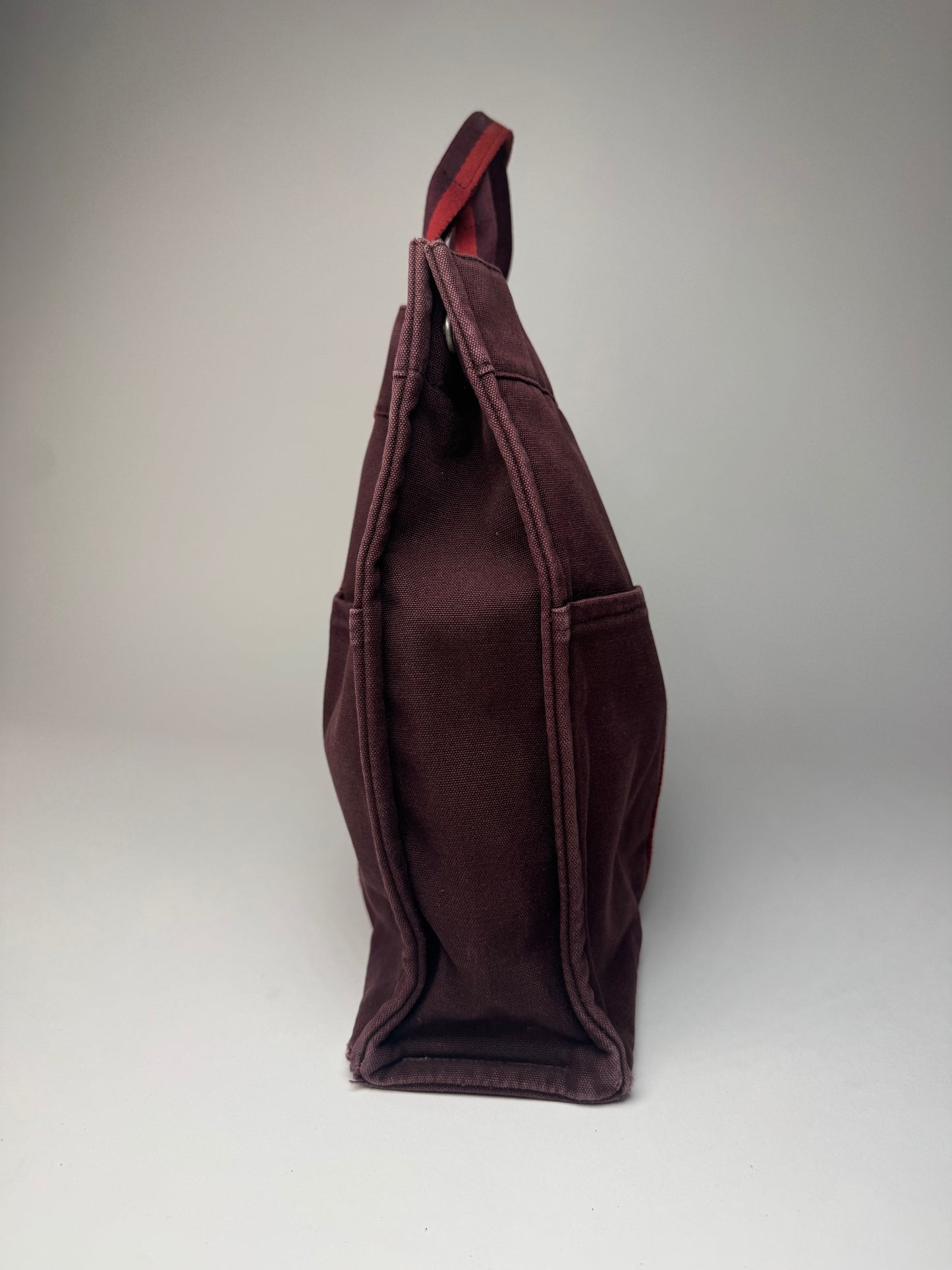 Vintage Hermes Canvas Tote Bag Purple Red