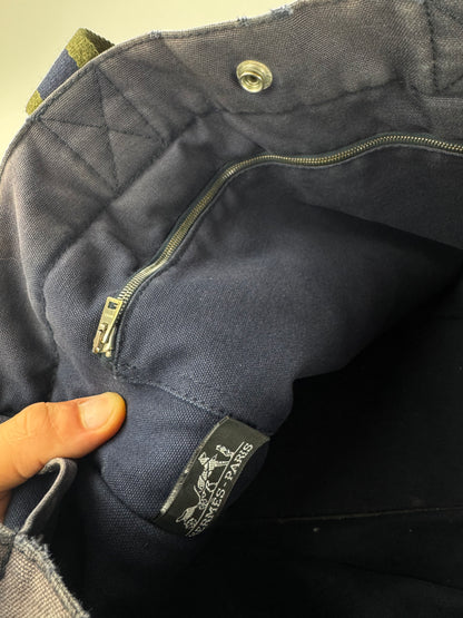 Vintage Hermes Cotton Tote Bag Navy