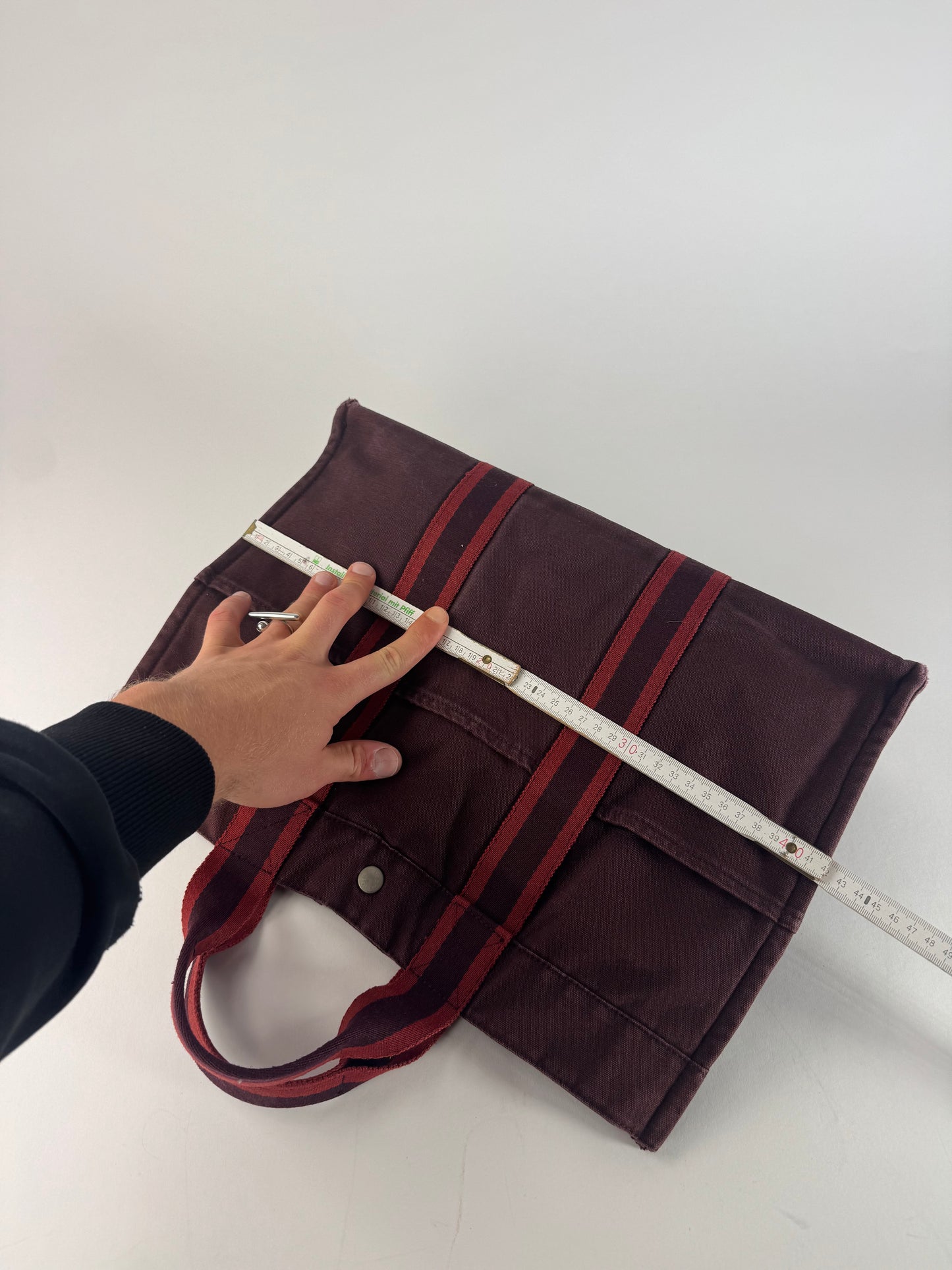 Vintage Hermes Canvas Tote Bag Purple Red