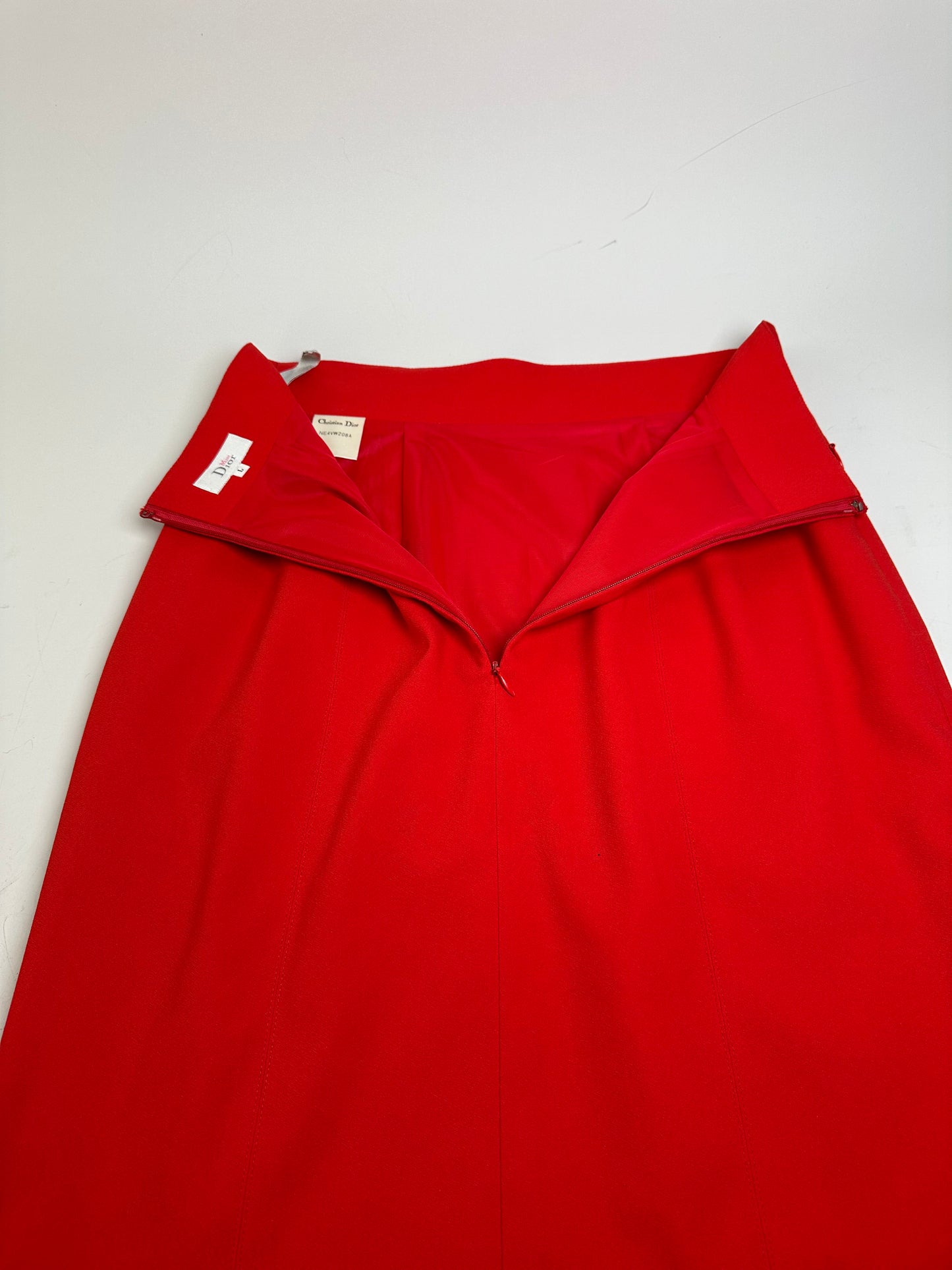 Vintage Dior Red Pleated Skirt Polyester L