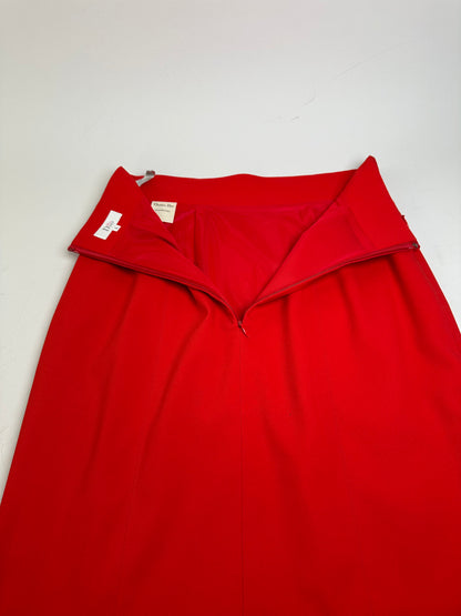 Vintage Dior Red Pleated Skirt Polyester L