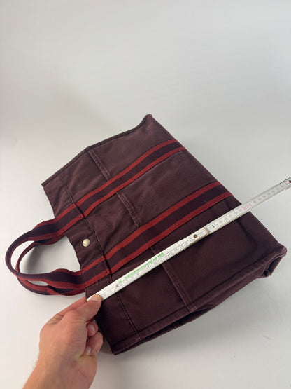 Vintage Hermes Canvas Tote Bag Purple Red