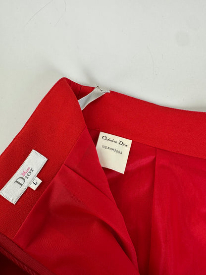 Vintage Dior Red Pleated Skirt Polyester L