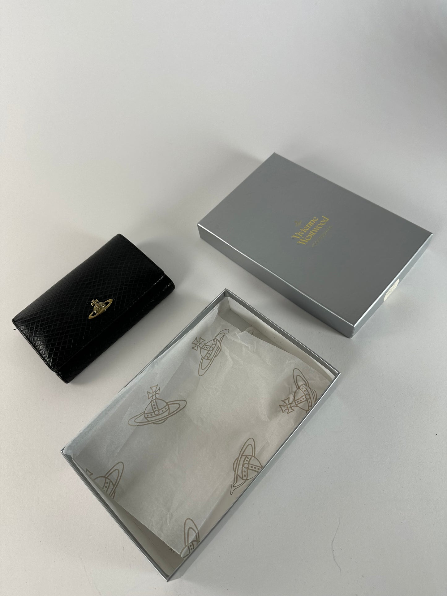 Vintage Vivienne Westwood Snake Emblossed Leather Wallet Black