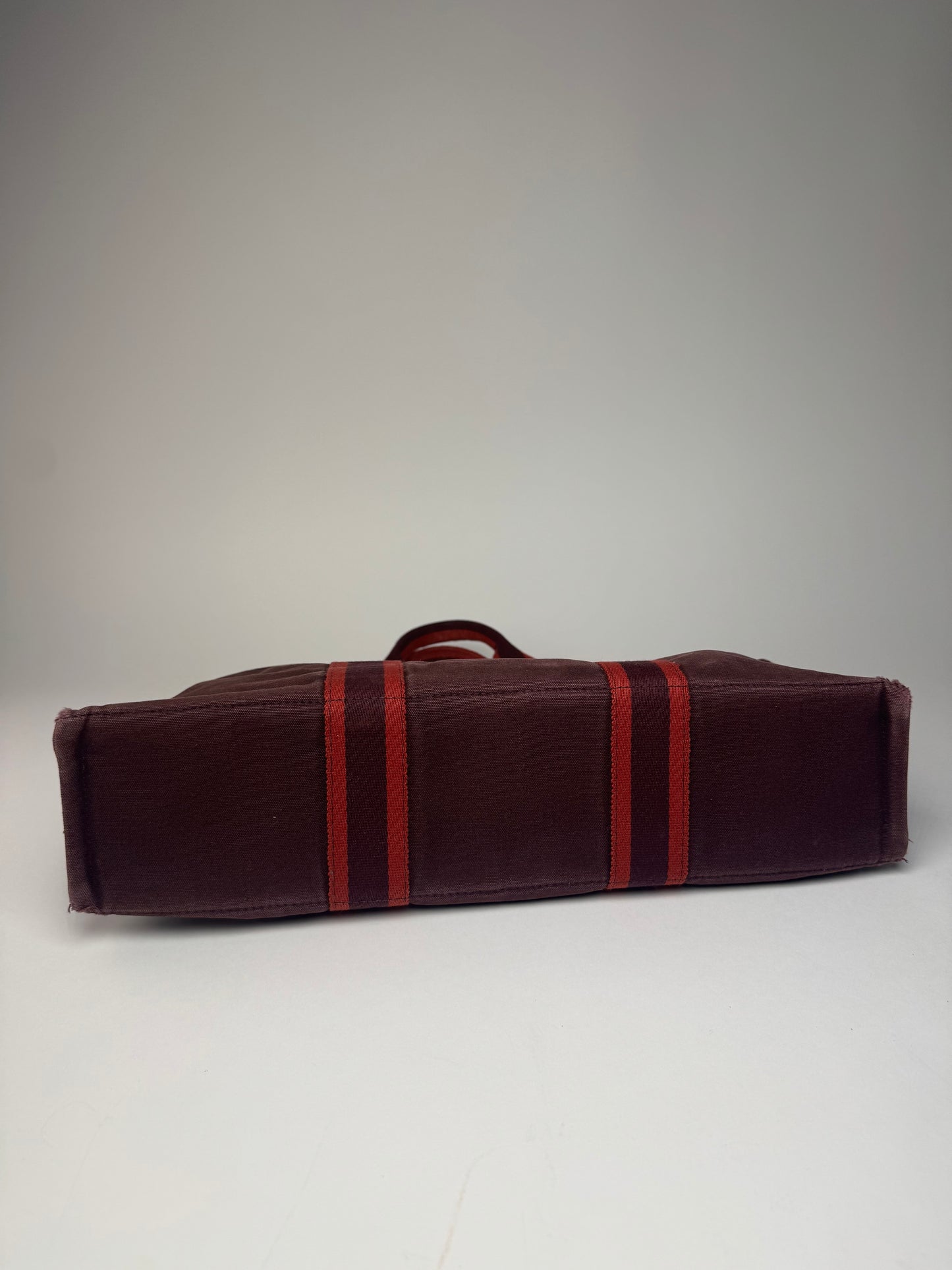 Vintage Hermes Canvas Tote Bag Purple Red