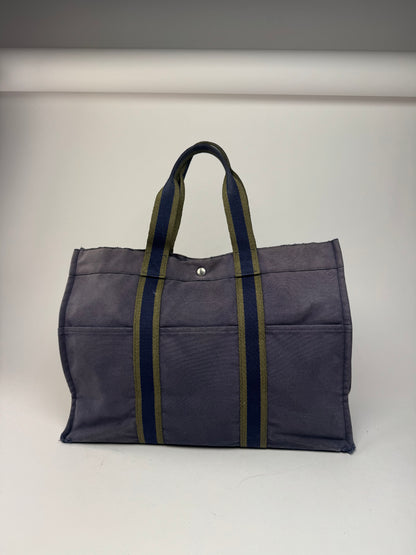 Vintage Hermes Cotton Tote Bag Navy
