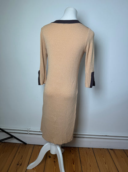 Vintage Balenciaga Rayon Knit Dress Beige Navy M