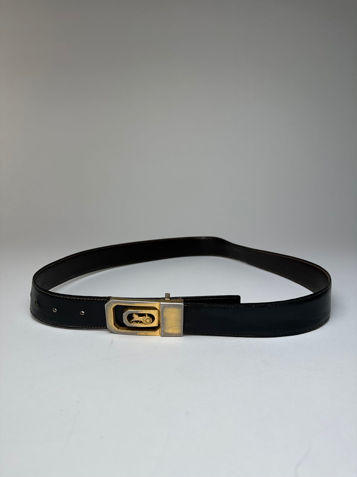Vintage Celine Paris Leather Belt Black / Brown