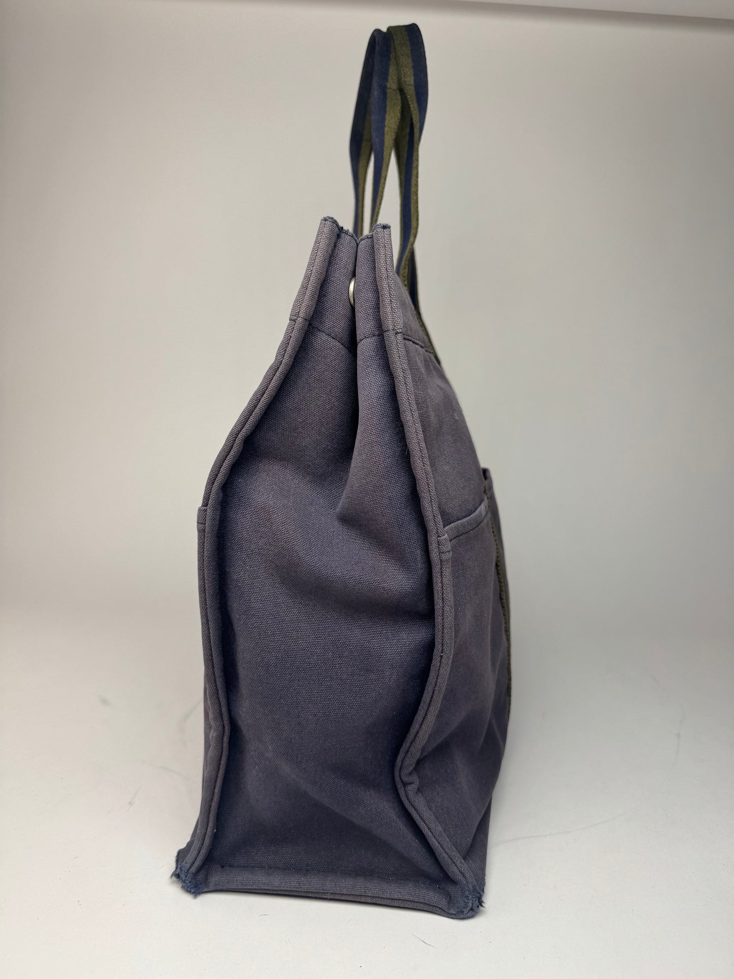 Vintage Hermes Cotton Tote Bag Navy