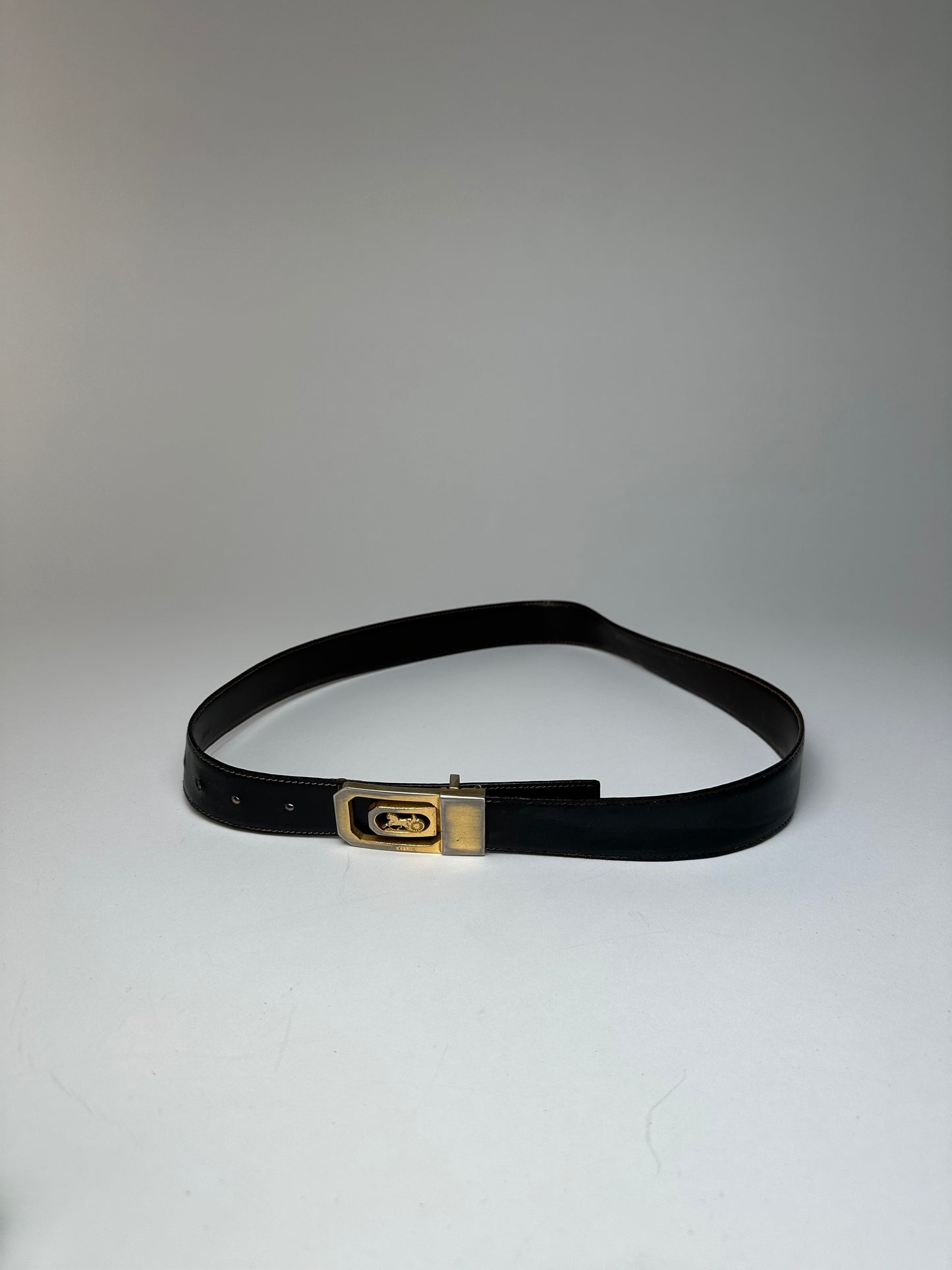 Vintage Celine Paris Leather Belt Black / Brown