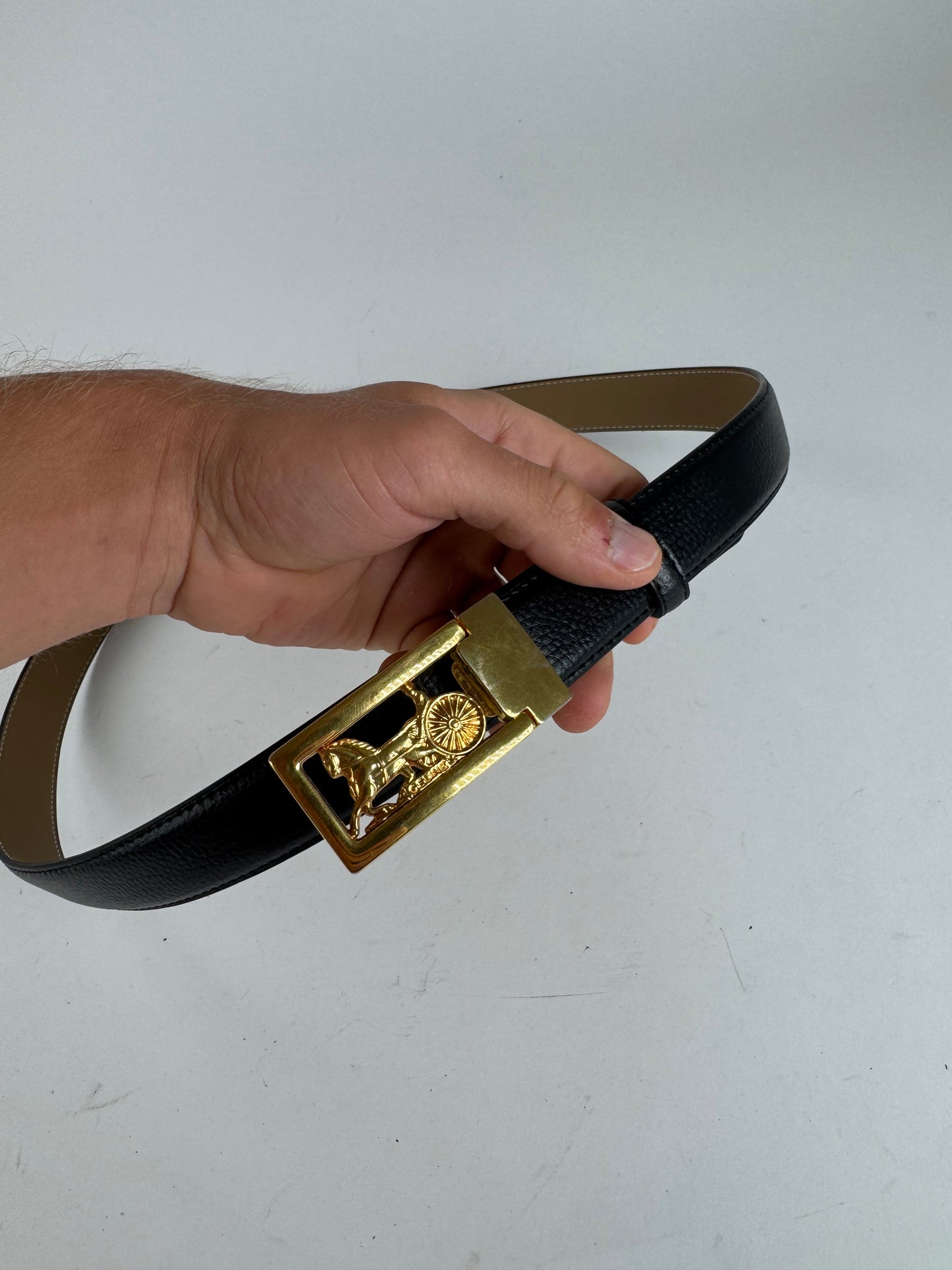 Vintage Celine Paris Leather belt black