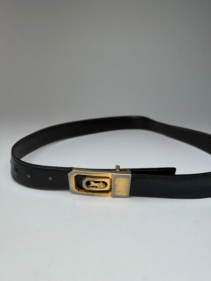 Vintage Celine Paris Leather Belt Black / Brown