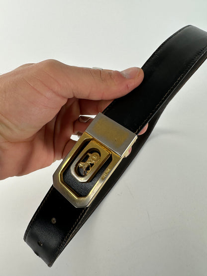 Vintage Celine Paris Leather Belt Black / Brown