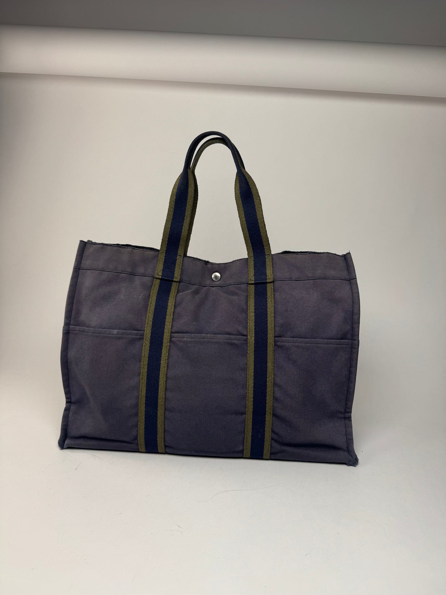 Vintage Hermes Cotton Tote Bag Navy