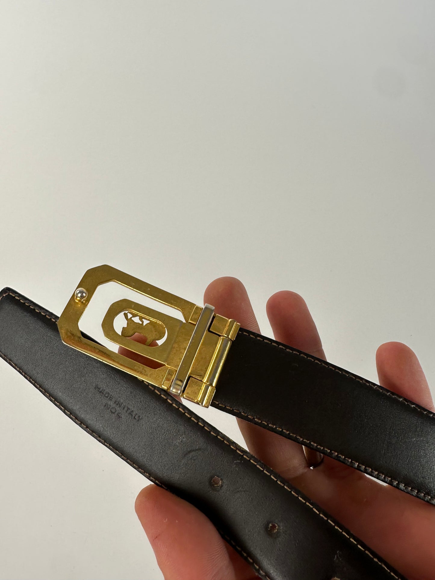 Vintage Celine Paris Leather Belt Black / Brown
