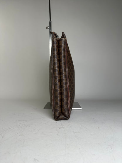Vintage Celine Coated Canvas Pouch Brown Dark Brown Gold
