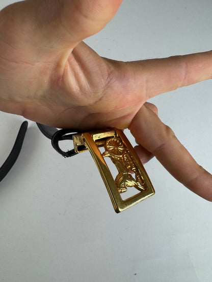 Vintage Celine Paris Leather belt black