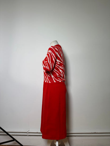 Vintage Yves Saint Laurent Knitted Zebra Dress Late 1990s Red White M