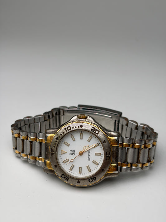 Vintage Givenchy Stainless Steel Bracelet Watch Silver Gold
