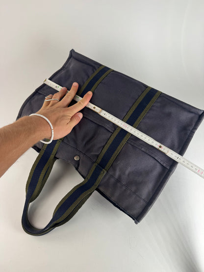 Vintage Hermes Cotton Tote Bag Navy