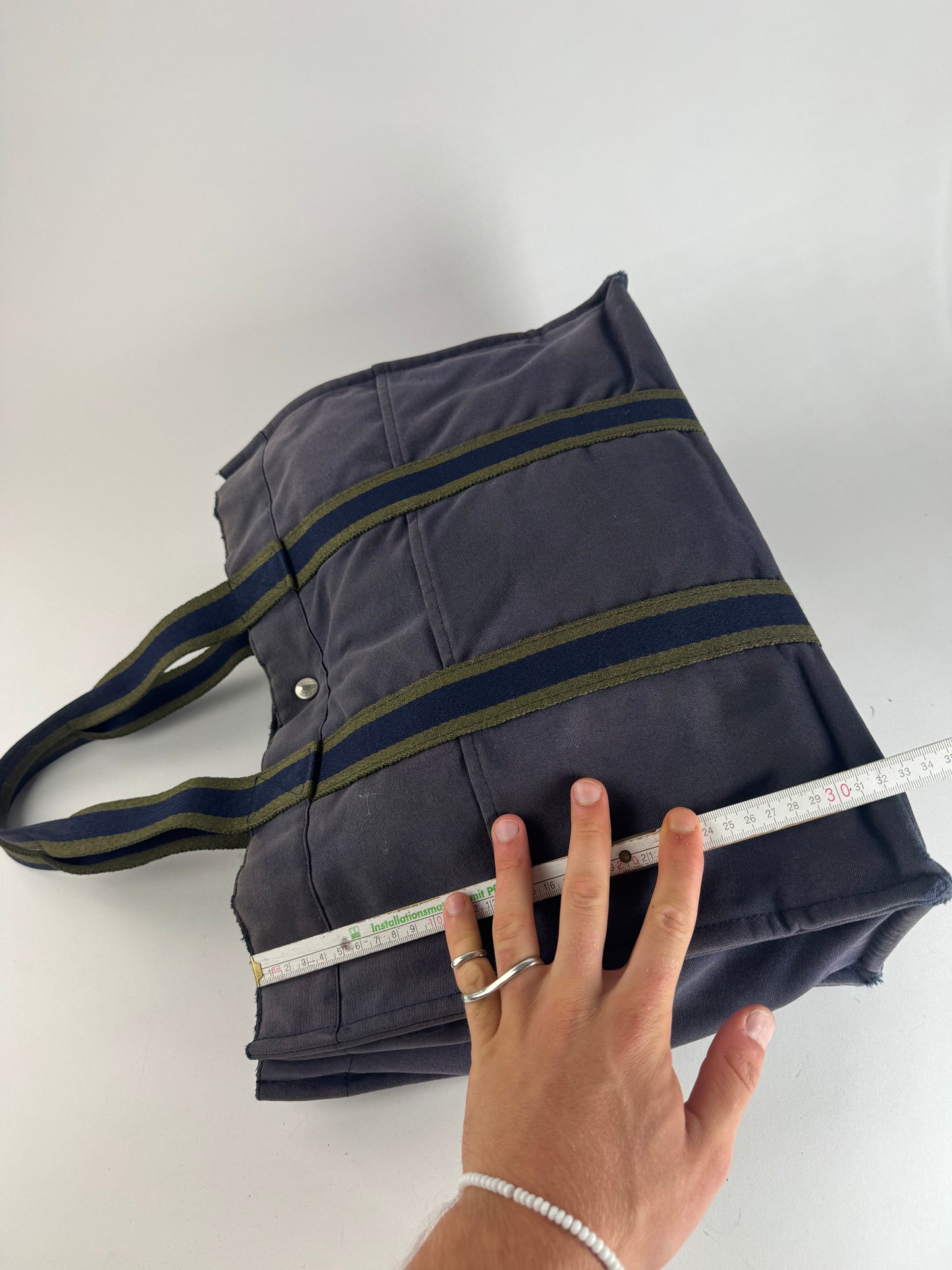 Vintage Hermes Cotton Tote Bag Navy