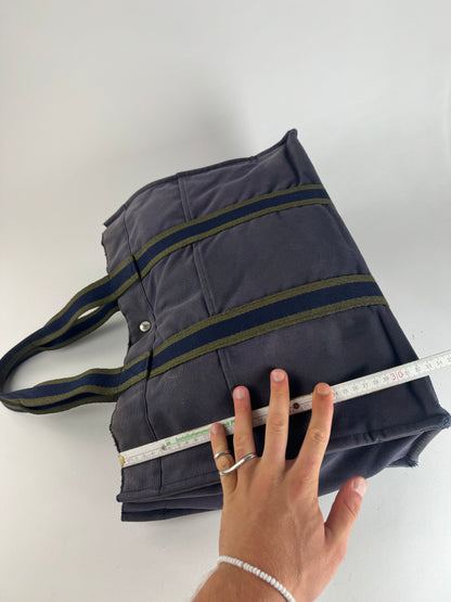 Vintage Hermes Cotton Tote Bag Navy