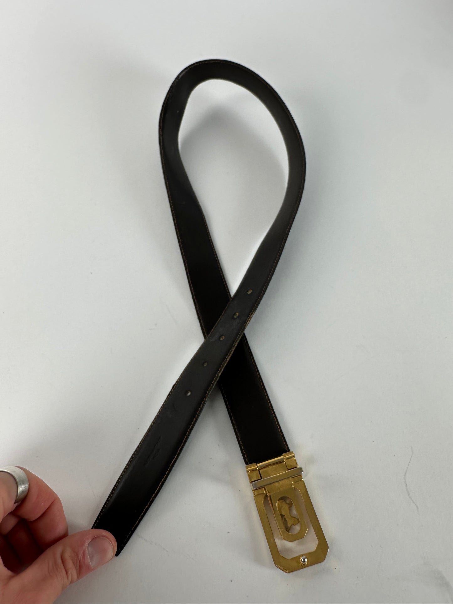 Vintage Celine Paris Leather Belt Black / Brown