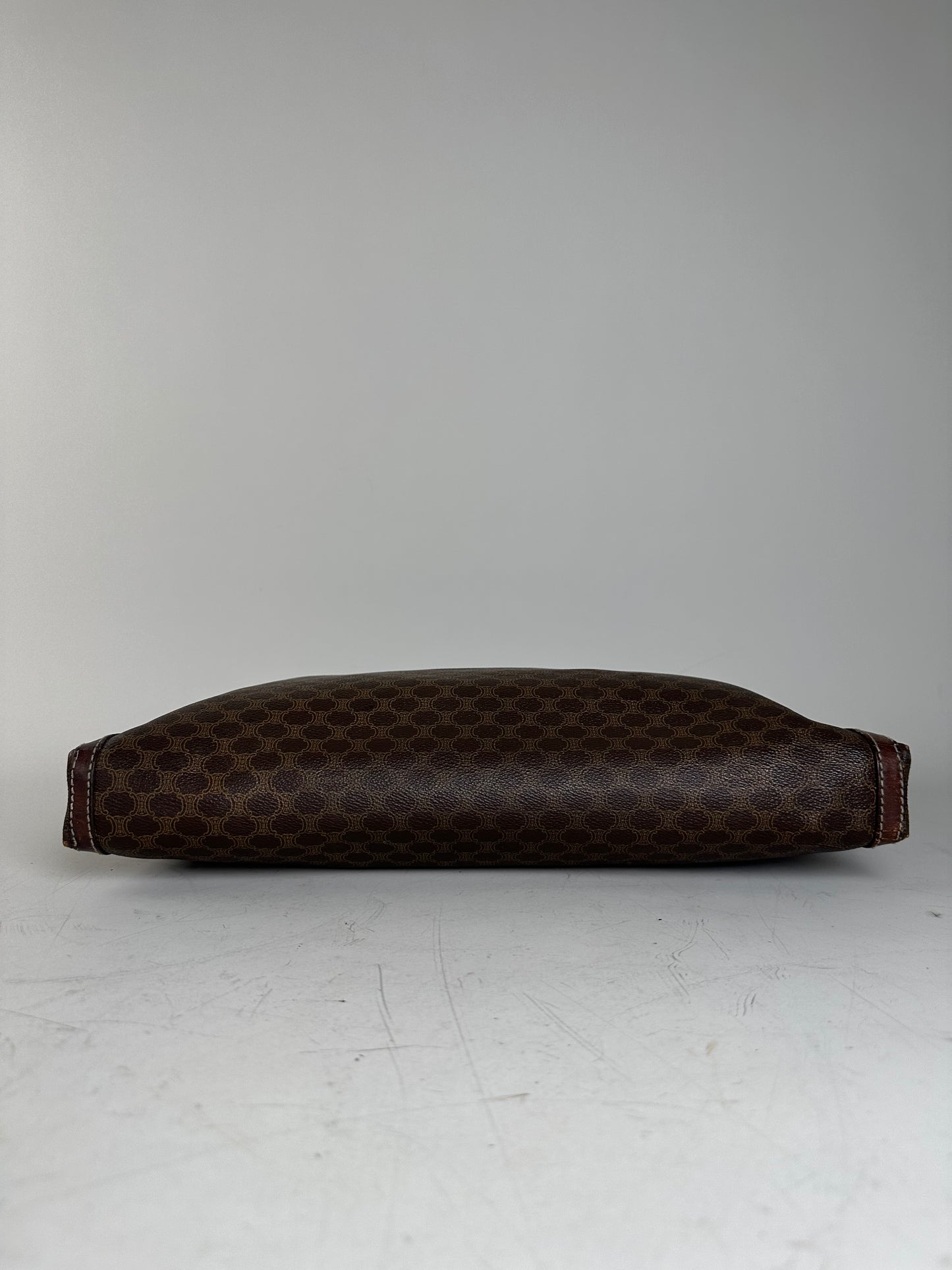 Vintage Celine Coated Canvas Pouch Brown Dark Brown Gold