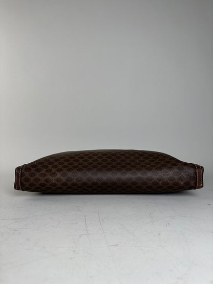 Vintage Celine Coated Canvas Pouch Brown Dark Brown Gold