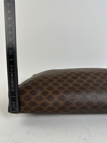 Vintage Celine Coated Canvas Pouch Brown Dark Brown Gold