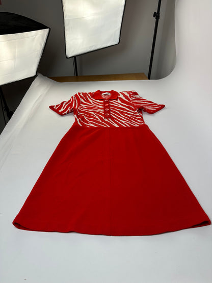 Vintage Yves Saint Laurent Knitted Zebra Dress Late 1990s Red White M
