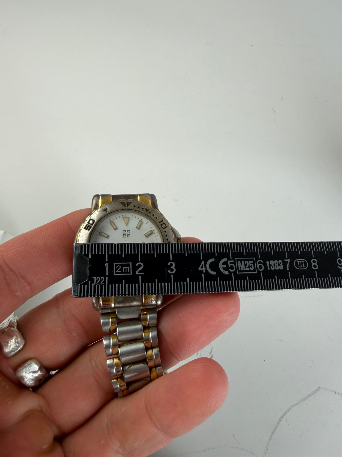 Vintage Givenchy Stainless Steel Bracelet Watch Silver Gold