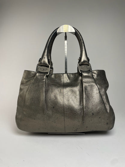 Vintage Salvatore Ferragamo Leather Handbag Silver