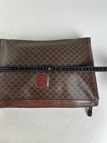 Vintage Celine Coated Canvas Pouch Brown Dark Brown Gold